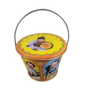 Vintage Shackman Tin Pail No.1724,  Hong Kong 2.5" Small Colorful Graphics
